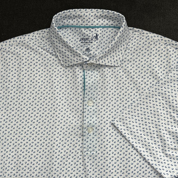 Johnnie-O Keaton Performance Polo Men Small White Caicos Short Sleeve Shirt Golf - Picture 1 of 8
